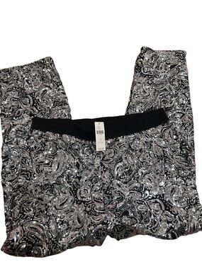Anthropologie Sequin Jogger Pants Black Silver Party pants